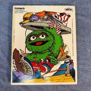 Vintage Playskool Oscar The Grouch Sesame Street Vintage 1984 Wood Puzzle